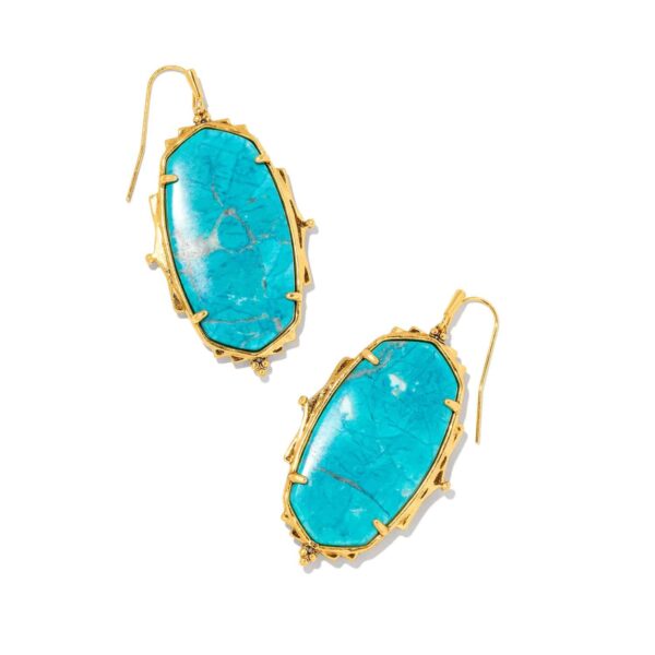 Baroque Ella Vintage Gold Drop Earrings in Variegated Dark Teal Magnesite