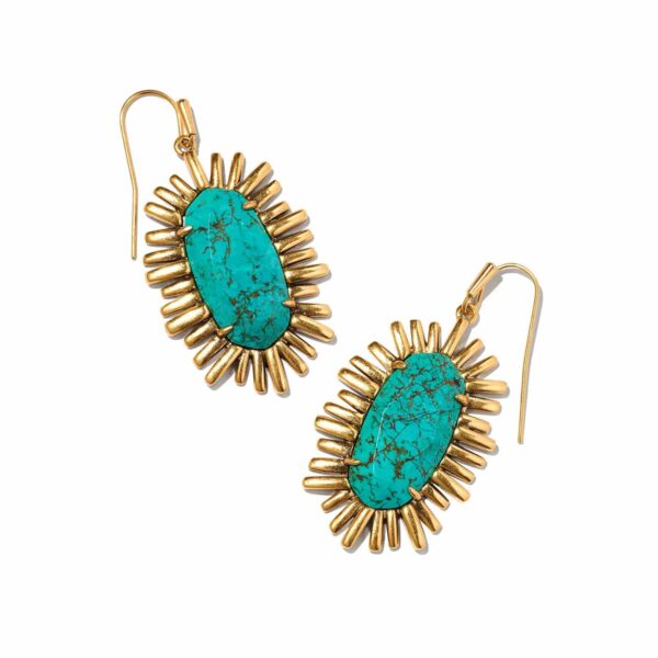 Mariah Vintage Gold Drop Earrings in Variegated Turquoise Magnesite