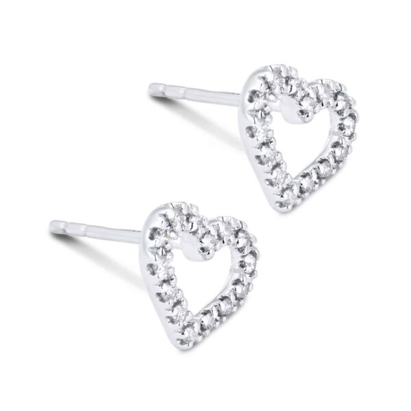 9ct White Gold 0.15cttw Open Heart Stud Earrings - Image 4