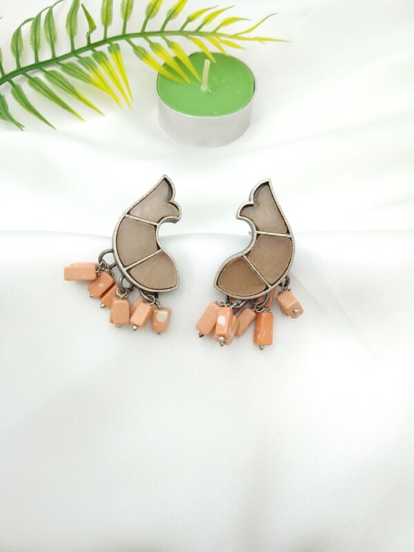 Oxidised Fish Stone Earrings - Image 12
