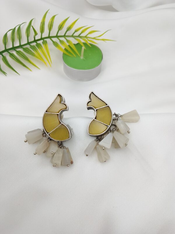 Oxidised Fish Stone Earrings - Image 7