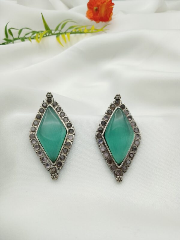 Oxidised Stone Earrings - Image 5