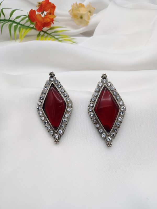 Oxidised Stone Earrings - Image 2