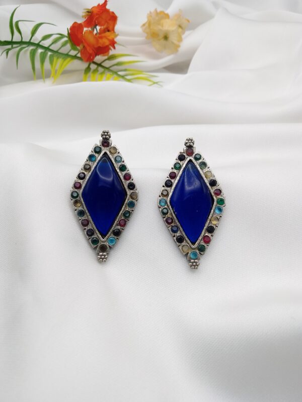 Oxidised Stone Earrings
