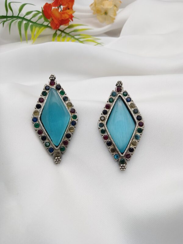 Oxidised Stone Earrings - Image 8