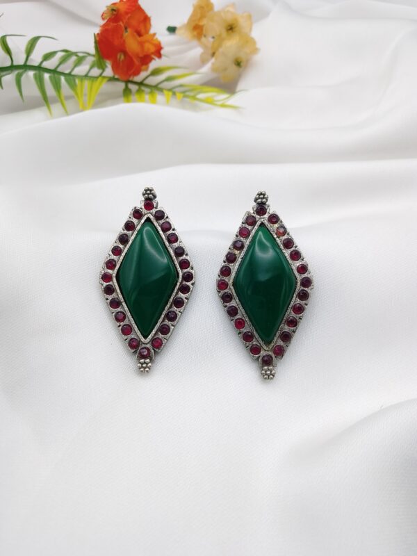 Oxidised Stone Earrings - Image 7