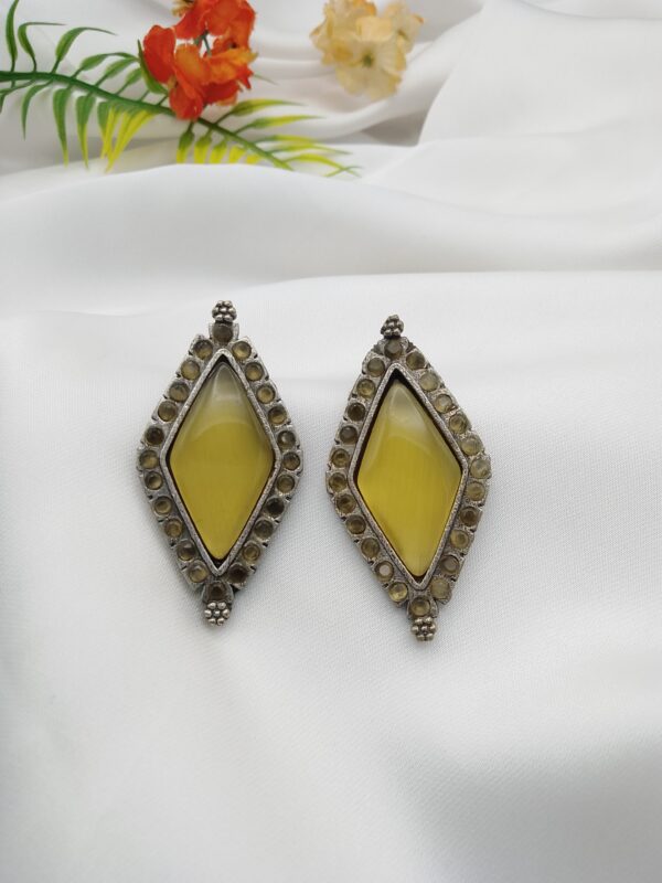 Oxidised Stone Earrings - Image 3
