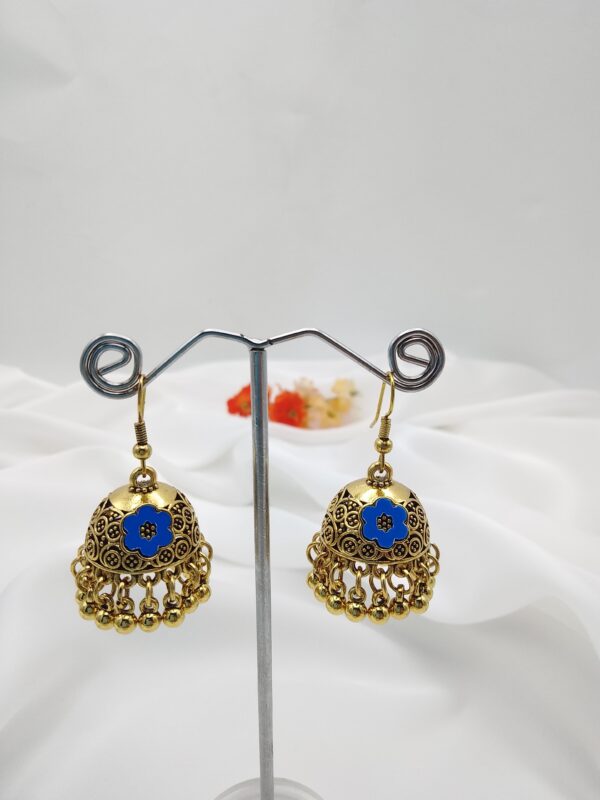 Oxidised Golden Jhumka - Image 2