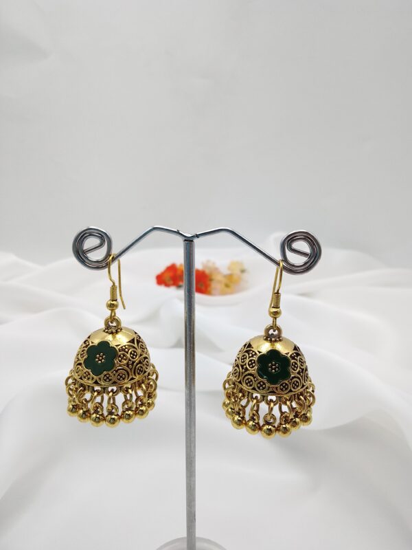 Oxidised Golden Jhumka - Image 6