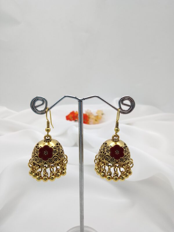 Oxidised Golden Jhumka - Image 5