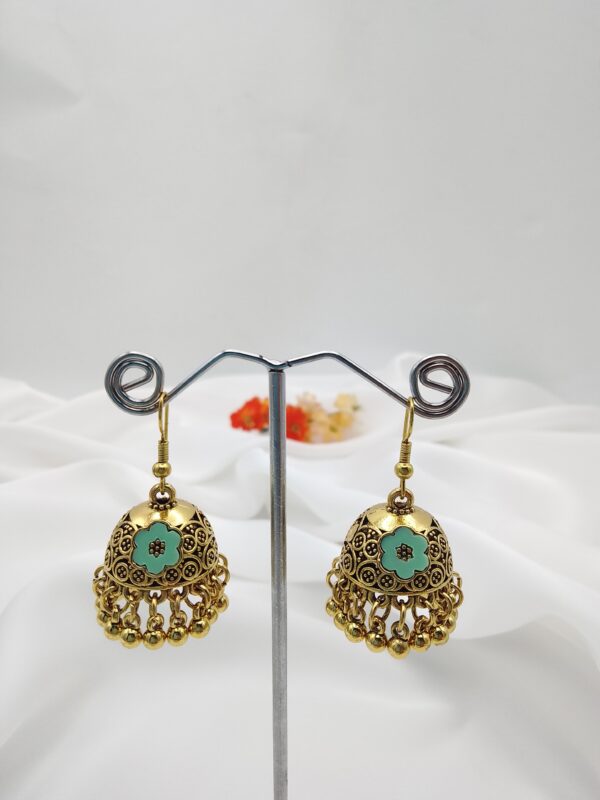 Oxidised Golden Jhumka - Image 3