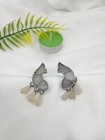 Oxidised Fish Stone Earrings - Image 6