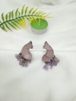 Oxidised Fish Stone Earrings - Image 2