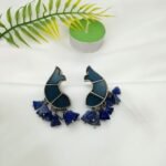 Oxidised Fish Stone Earrings