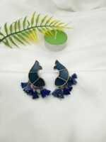 Oxidised Fish Stone Earrings