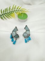 Oxidised Fish Stone Earrings - Image 10