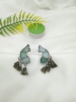 Oxidised Fish Stone Earrings - Image 3