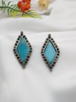 Oxidised Stone Earrings - Image 4