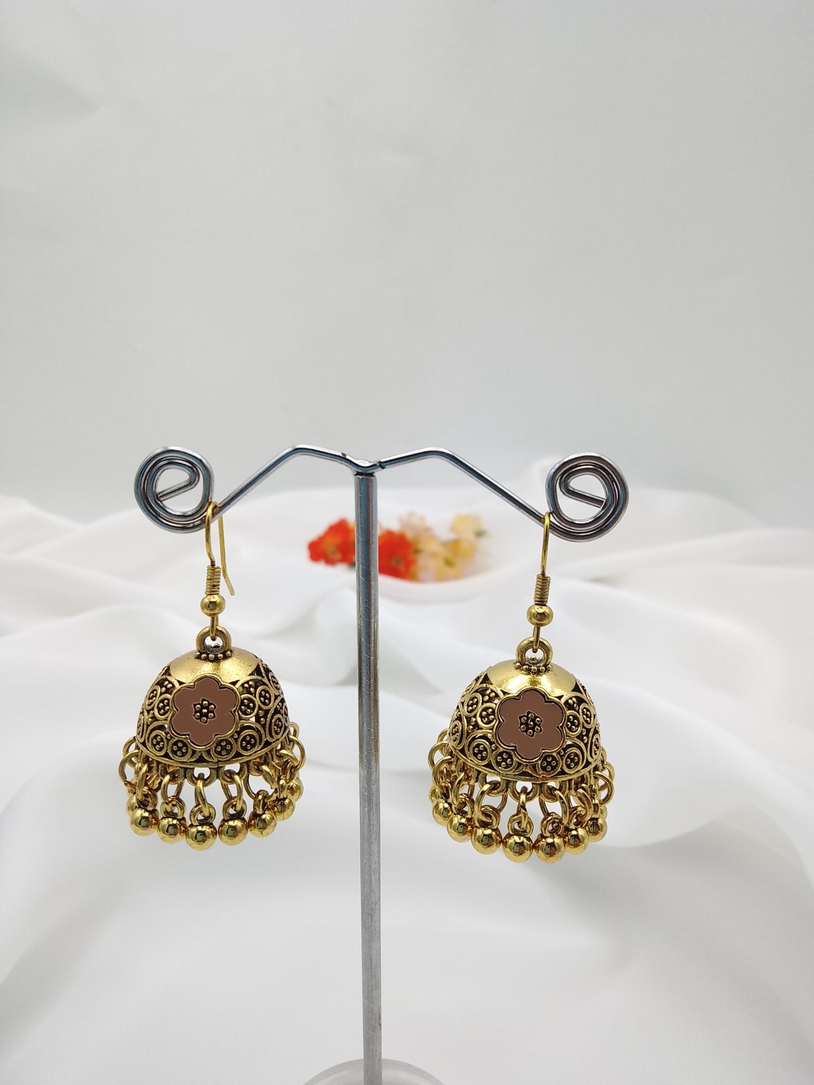 Exif_JPEG_420 Oxidised Golden Jhumka - Image 1