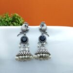 Oxidised Peacock Jhumka