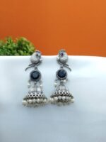 Oxidised Peacock Jhumka
